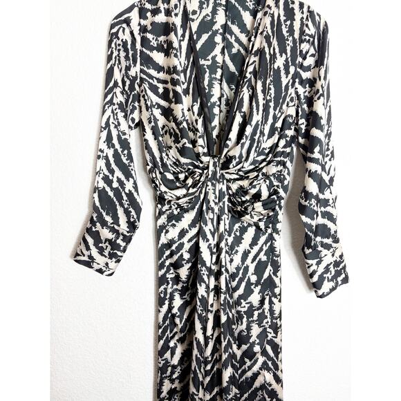 Zara Woman Satin Effect Animal Print Midi Dress Small Long Sleeve 9878/081 - Picture 9 of 13